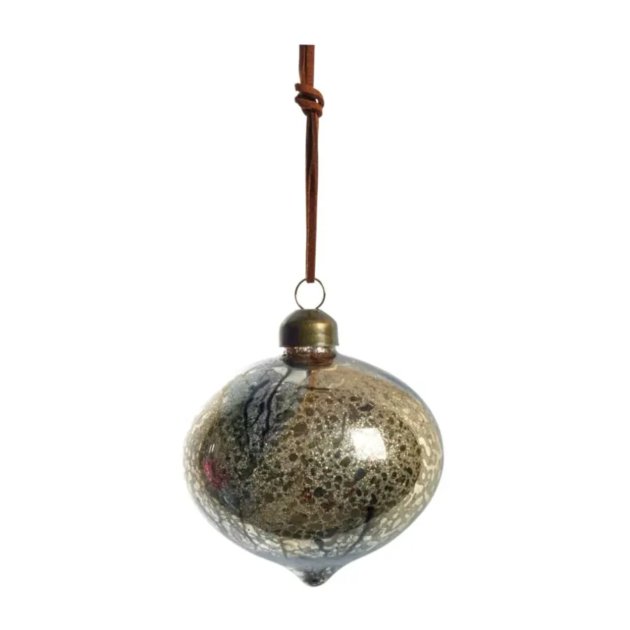 Lene Bjerre Nosille kerstbal 10 cm, Zilver-goud< Kerstdecoraties