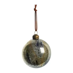 Lene Bjerre Nosille kerstbal rond Ø8 cm, Zilver-goud< Kerstdecoraties