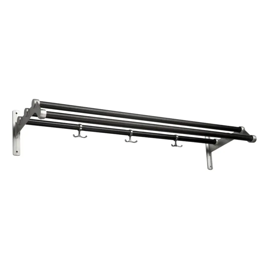 Essem Design Nostalgi 291 hoedenplank 100 cm, Zwartgebeitst eiken-aluminium< Garderobehaken & Hoedenplanken