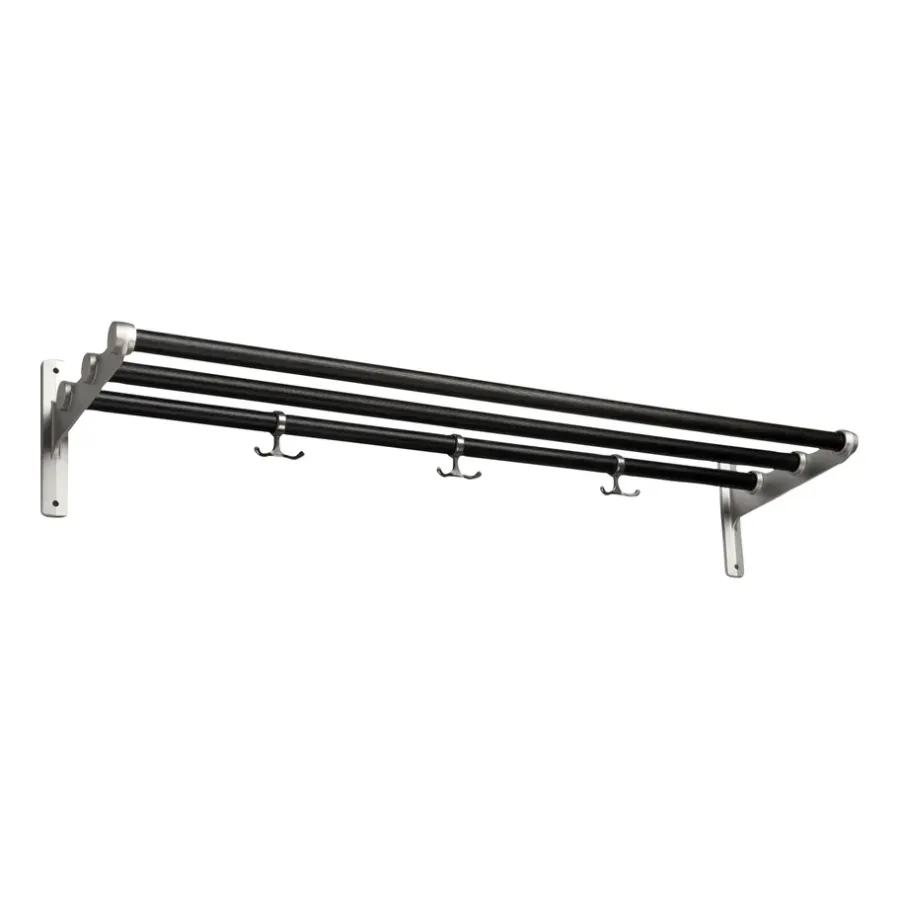 Essem Design Nostalgi hoeden-/schoenenplank, Zwartgebeitst eiken-aluminium< Garderobehaken & Hoedenplanken
