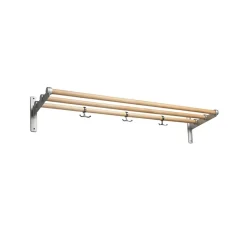 Essem Design Nostalgi Schoenenrek of hoedenplank, berkenhout, aluminium frame< Garderobehaken & Hoedenplanken