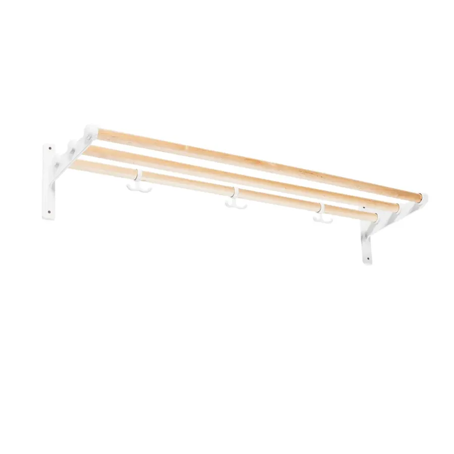 Essem Design Nostalgi Schoenenrek of hoedenplank, berkenhout, wit frame< Garderobehaken & Hoedenplanken