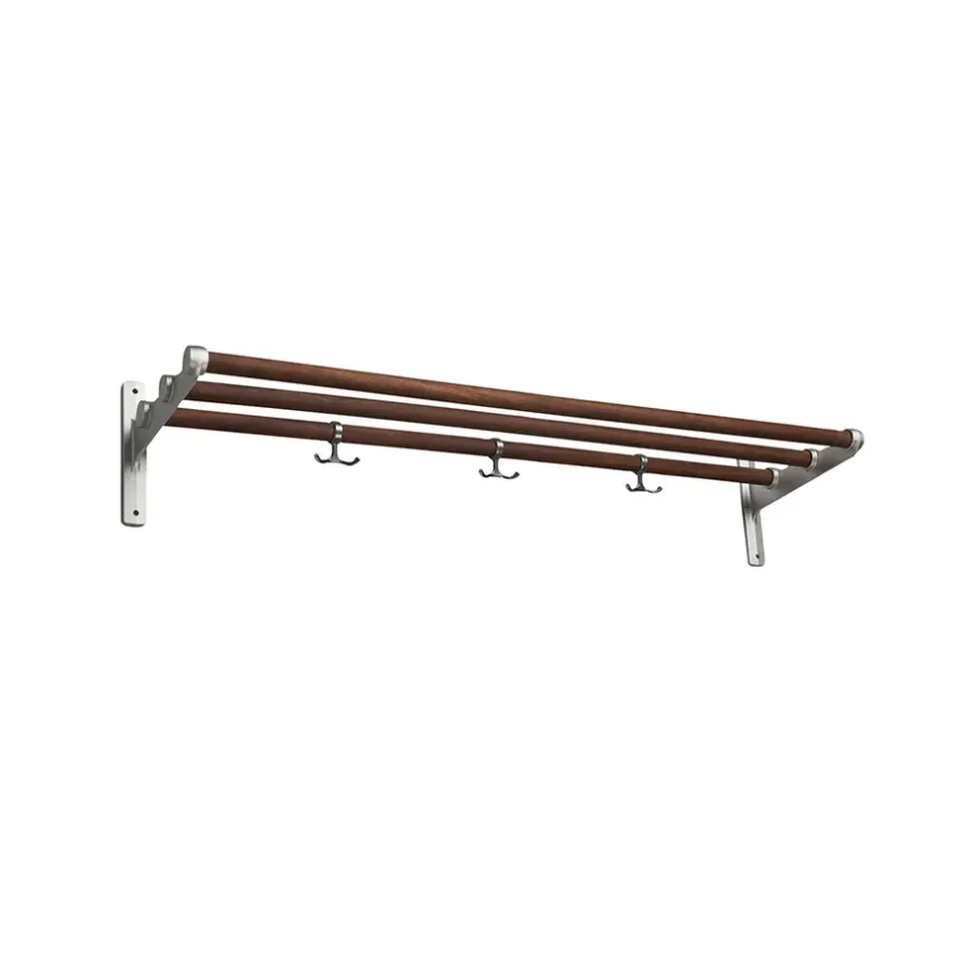 Essem Design Nostalgi Schoenenrek of hoedenplank, walnoothout, aluminium frame< Garderobehaken & Hoedenplanken