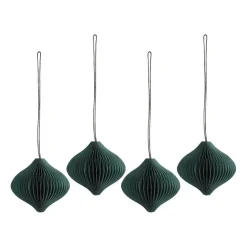Scandi Living Onion kerstballen 4-pack, Forest Green< Kerstdecoraties