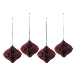 Scandi Living Onion kerstballen 4-pack, Red< Kerstdecoraties