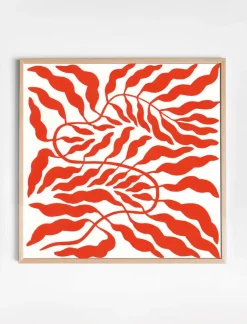 Fine Little Day Orange red leaf, 50x50 cm< Posters|Kinderkamer Interieuraccessoires
