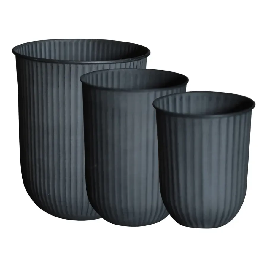 DBKD Out stripe bloempot 3-pack, Black< Bloempotten