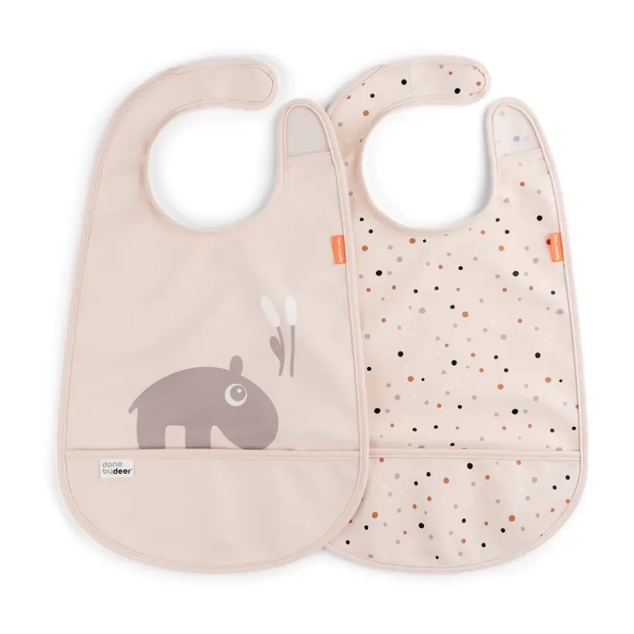 Done by deer Ozzo slabbetje met klittenband 2-pack, Powder< Kinderkamer Interieuraccessoires|Kinderkamer Interieuraccessoires