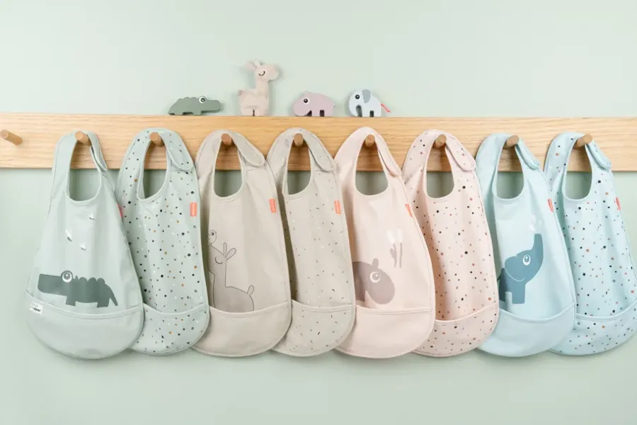 Done by deer Ozzo slabbetje met klittenband 2-pack, Powder< Kinderkamer Interieuraccessoires|Kinderkamer Interieuraccessoires