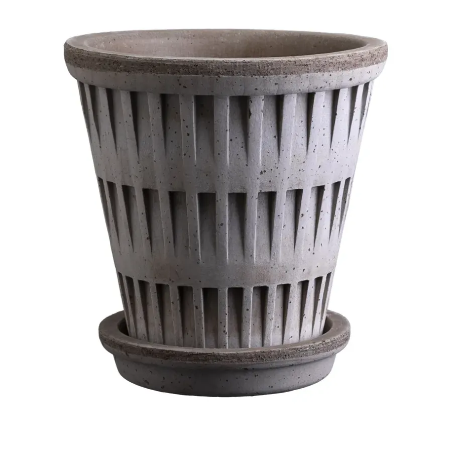 Bergs Potter Pantheon raw bloempot, Grey, Ø16 cm< Bloempotten