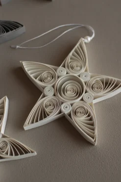 DBKD Paper star kersthanger 10,5 cm, White< Kerstdecoraties
