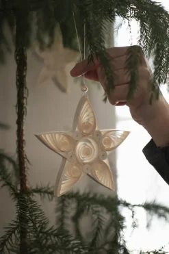 DBKD Paper star kersthanger 10,5 cm, White< Kerstdecoraties