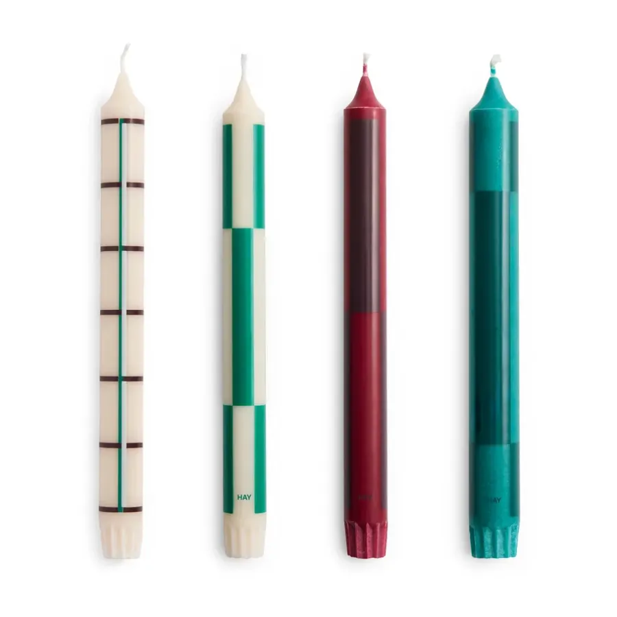HAY Pattern kaarsen mix 4-pack, Greens-bordeaux< Kaarsen