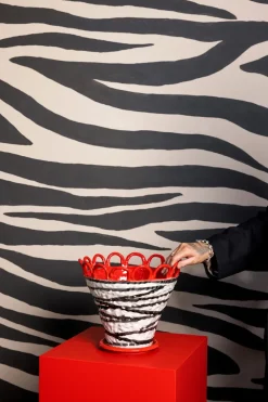 Byon Patty pot L Ø30 cm, Zebra-rood< Bloempotten