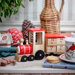 Bloomingville Paulownia kerstkalender trein, Multi< Kerstdecoraties