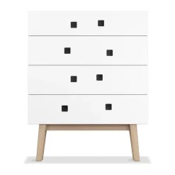 Zweed Peep B3 ladekast, wit, retro, eikenhouten onderstel< Ladekasten & Ladeblokken