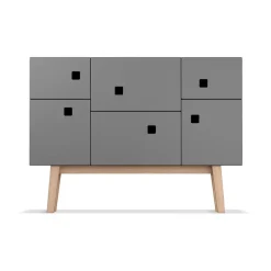 Zweed Peep C2 kast, slate grey, retro, eikenhouten poten< Kasten & Vitrines