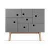 Zweed Peep C1 kast, slate grey, retro, eikenhouten onderstel< Kasten & Vitrines