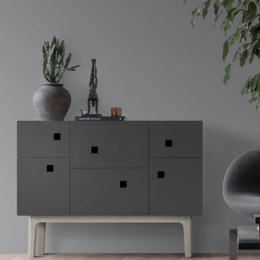 Zweed Peep C2 kast, slate grey, witgepigmenteerd eikenhout< Kasten & Vitrines