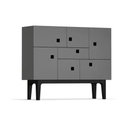 Zweed Peep C1 kast, slate grey, zwartgelakt onderstel< Kasten & Vitrines