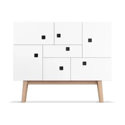 Zweed Peep C1 kast, wit, retro, eikenhouten onderstel< Kasten & Vitrines
