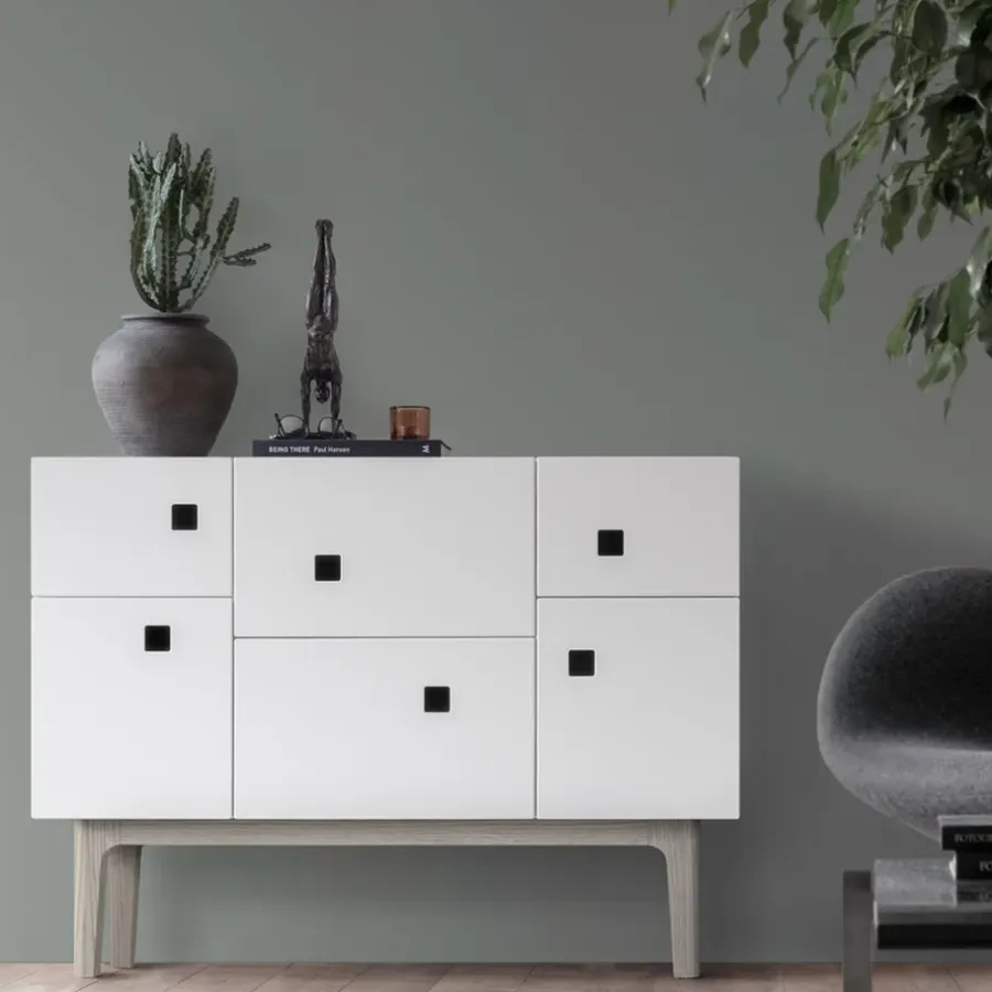 Zweed Peep C2 kast, wit, witgepigmenteerd eikenhout< Kasten & Vitrines