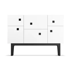 Zweed Peep C2 kast, wit, zwartgelakt< Kasten & Vitrines