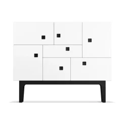 Zweed Peep C1 kast, wit, zwartgelakt onderstel< Kasten & Vitrines