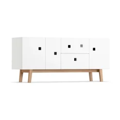 Zweed Peep M2 tv-meubel, wit, retro, eikenhouten onderstel< Tv- & Mediameubels|Ladekasten & Dressoirs