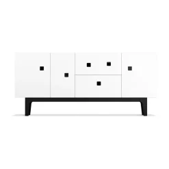 Zweed Peep M2 tv-meubel, wit, zwartgelakt< Tv- & Mediameubels|Ladekasten & Dressoirs