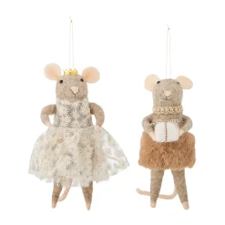 Bloomingville Peo kerstboomhanger wol 2-delig, Bruin, hoog< Kerstdecoraties