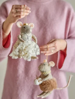 Bloomingville Peo kerstboomhanger wol 2-delig, Bruin, hoog< Kerstdecoraties