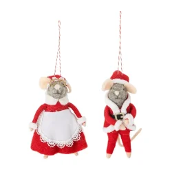 Bloomingville Peo kerstboomhanger wol 2-delig, Rood< Kerstdecoraties