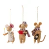 Bloomingville Peo kerstornament muis 3-delig, Bruin< Kerstdecoraties