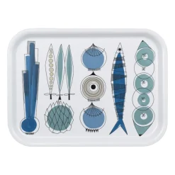 Almedahls Picknick dienblad 20x27 cm, Blauw-beige< Decoratieve Accessoires|Decoratieve Dienbladen
