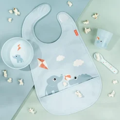 Done by deer Playground slabbetje met klittenband, Blue< Kinderkamer Interieuraccessoires|Kinderkamer Interieuraccessoires