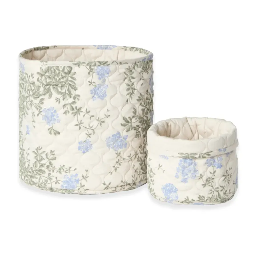 Garbo&Friends Plumbago Satin gewatteerde mand 2-delig, 20xØ20 cm + 30xØ30 cm< Opbergoplossingen Voor De Kinderkamer|Opbergmanden