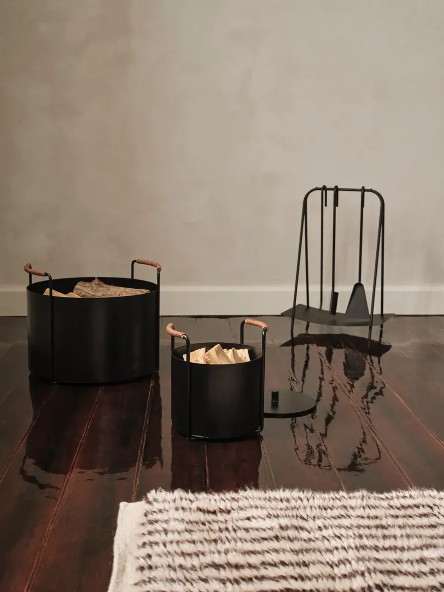 Ferm Living Port houtmand, Black< Opbergmanden
