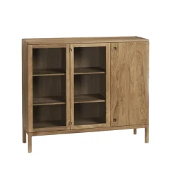 Stolab Prio Hoog dressoir, eikenhout naturel olie, glazen deur< Ladekasten & Dressoirs
