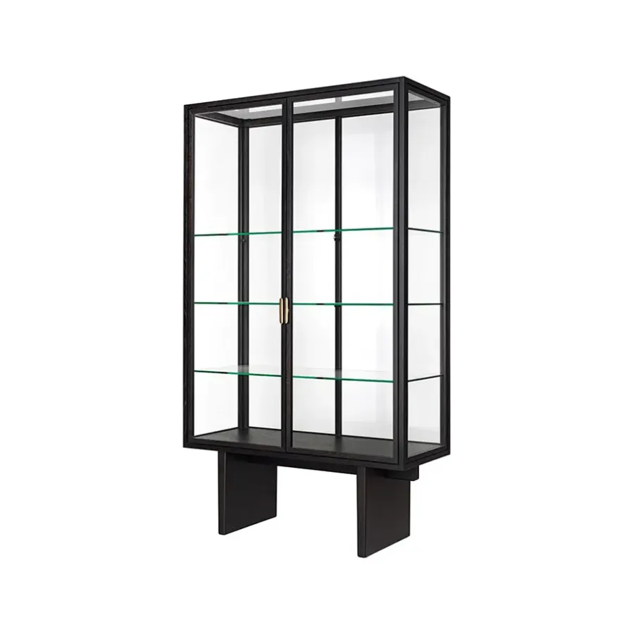 GUBI Private vitrinekast, glas, bruin-zwartgebeitst eikenhout< Kasten & Vitrines