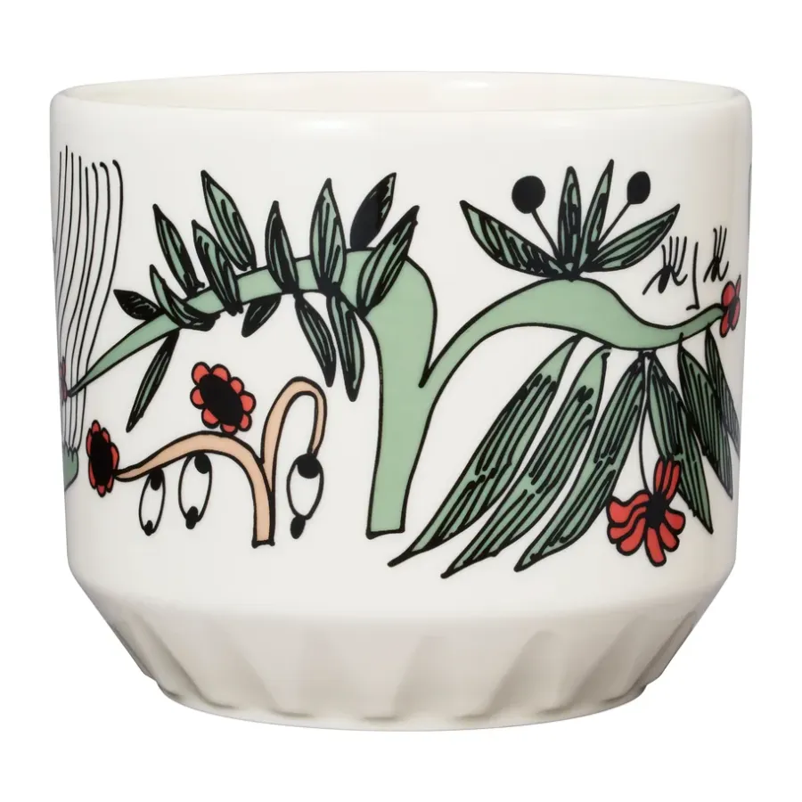 Arabia Puutarhurit bloempot Ø12x10 cm, Groen-wit-rood< Bloempotten