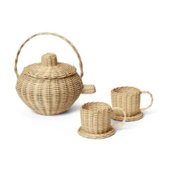 Ferm Living Rattan theeservies 3-delig, Natural< Kinderkamer Interieuraccessoires|Kinderkamer Interieuraccessoires