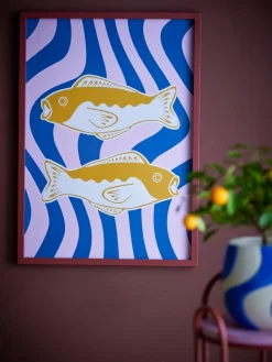 Bloomingville Remy illustratie met lijst 50x70 cm, Roos< Wanddecoraties