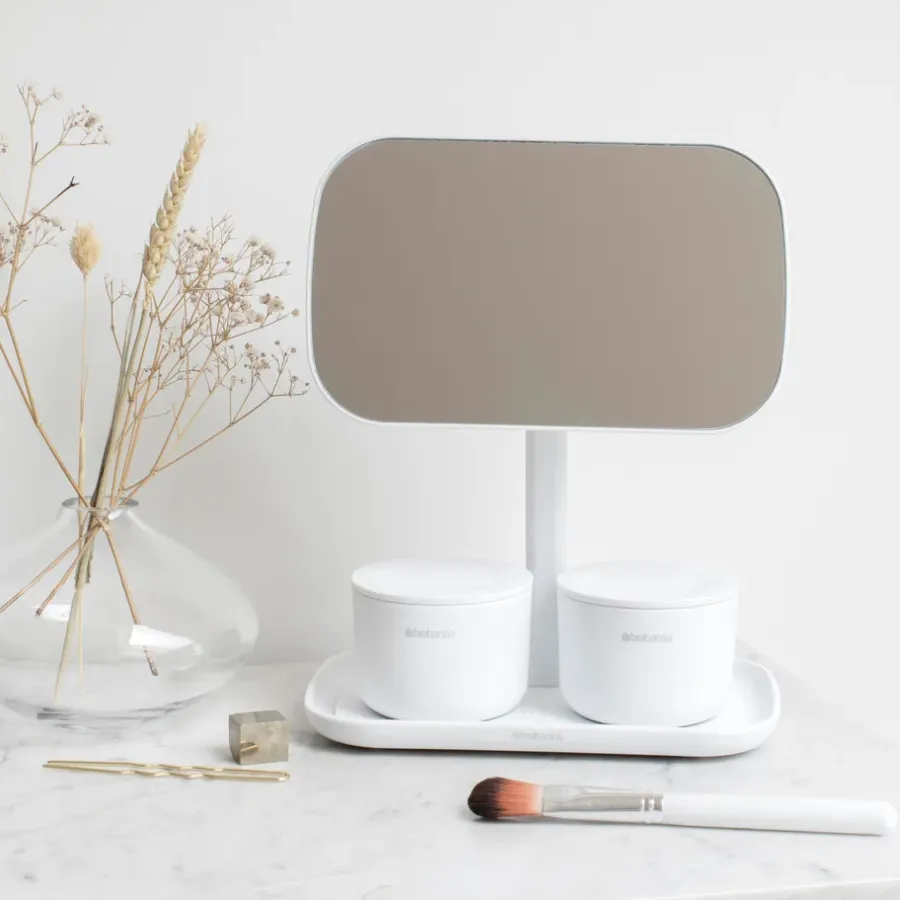 Brabantia ReNew spiegel met opbergvakje, Wit< Tafelspiegels