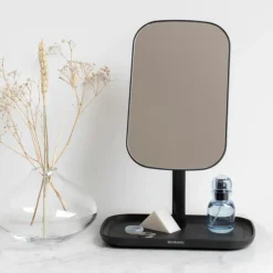 Brabantia ReNew spiegel met opbergvakje, Donkergrijs< Tafelspiegels