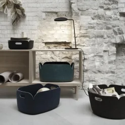 Muuto Restore opbergmand rond, black melange< Opbergmanden