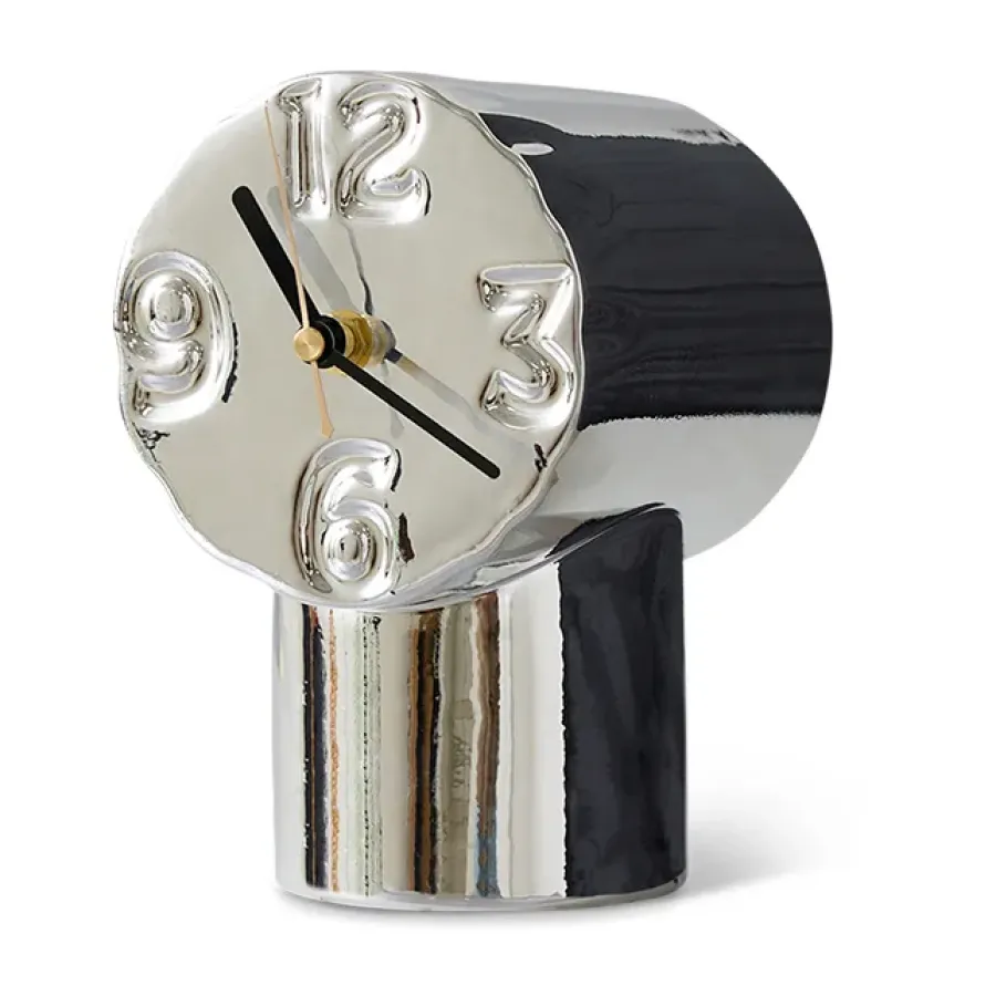 HKliving Retro keramiekklok 17,5 cm, Chrome< Tafelklokken