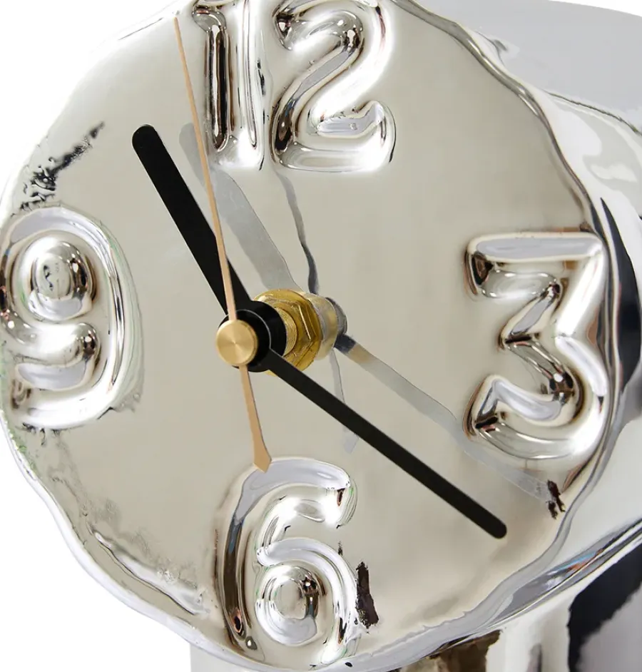 HKliving Retro keramiekklok 17,5 cm, Chrome< Tafelklokken