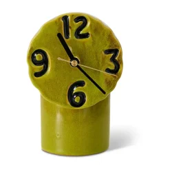 HKliving Retro keramische klok 18 cm, Olive< Tafelklokken