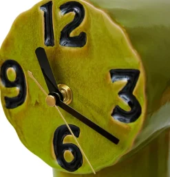 HKliving Retro keramische klok 18 cm, Olive< Tafelklokken